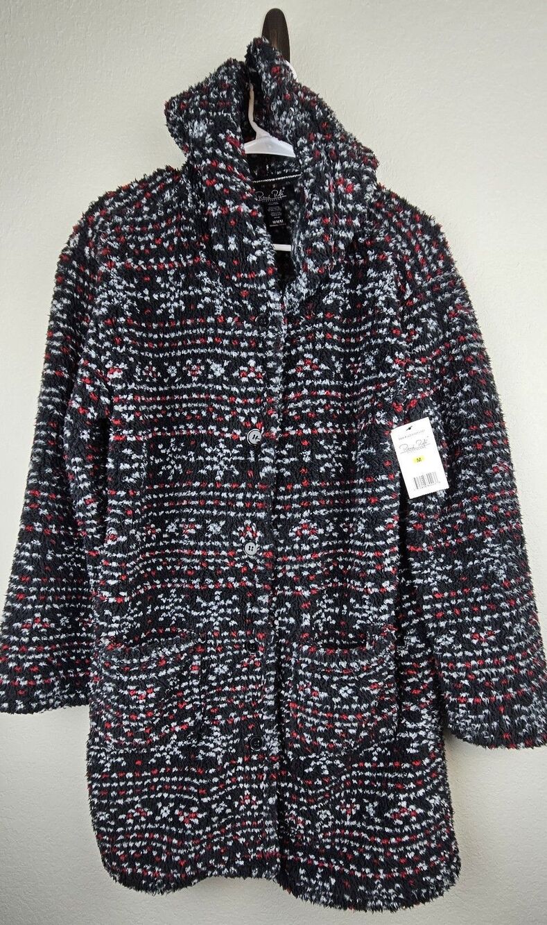 NWT Rene Rofe Women's Medium Hooded Robe Soft Plush Fleece Bathrobe